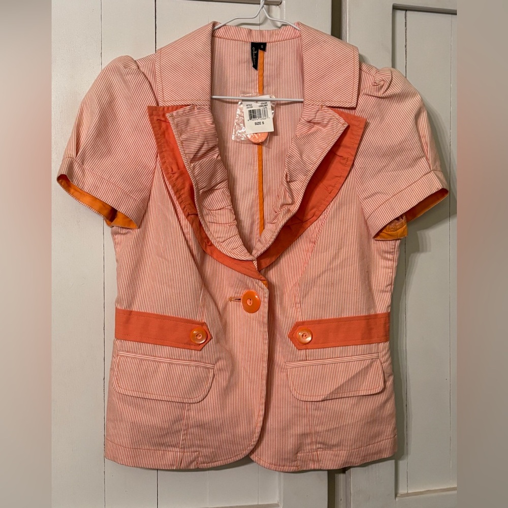 Ambition Orange and White Striped Blazer